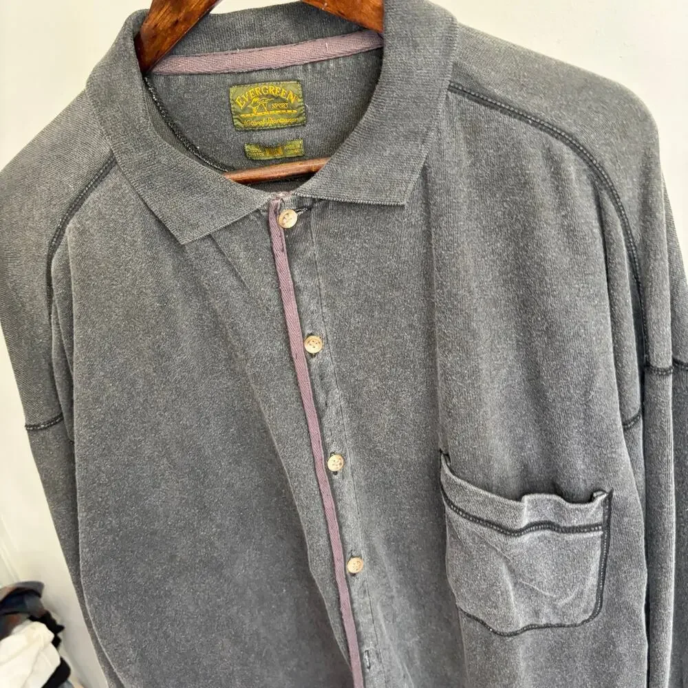 Vintage 90s Evergreen Faded Pocket Utility Mens 2XL Button Stone Wash Jacket